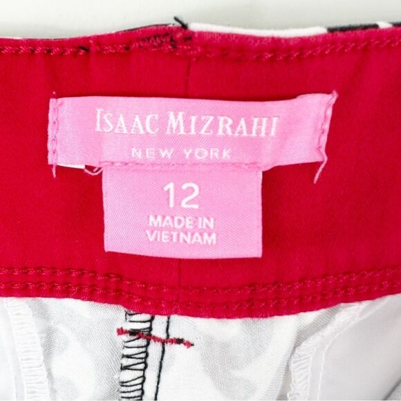 Issac Mizrahi Tailored Stretch Trouser Shorts Black/White Native Print Sz 12 - Picture 6 of 10